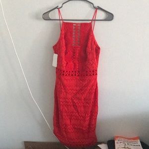 NWT Topshop Red Orange Cutout Dress Sz 2 X-Small